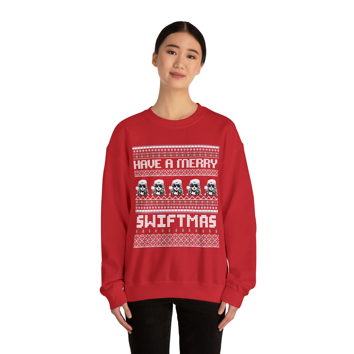 Adult Merry Swiftmas Fair Isle Ugly Christmas Sweater Sweatshirt - Taylor Swift Inspired Holiday Apparel