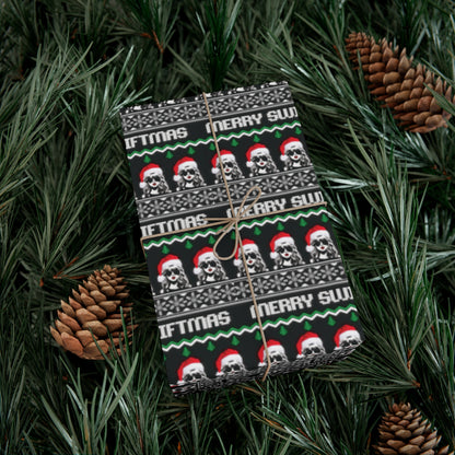 Black Taylor Swift "Merry Swiftmas" Christmas Wrapping Paper, Swiftie Holiday Gift Wrap, Taylor Swift Gift, Fair Isle Sweater