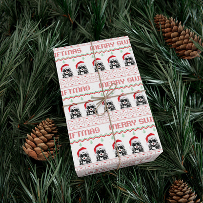 White Taylor Swift "Merry Swiftmas" Christmas Wrapping Paper, Swiftie Holiday Gift Wrap, Taylor Swift Gift, Fair Isle Sweater