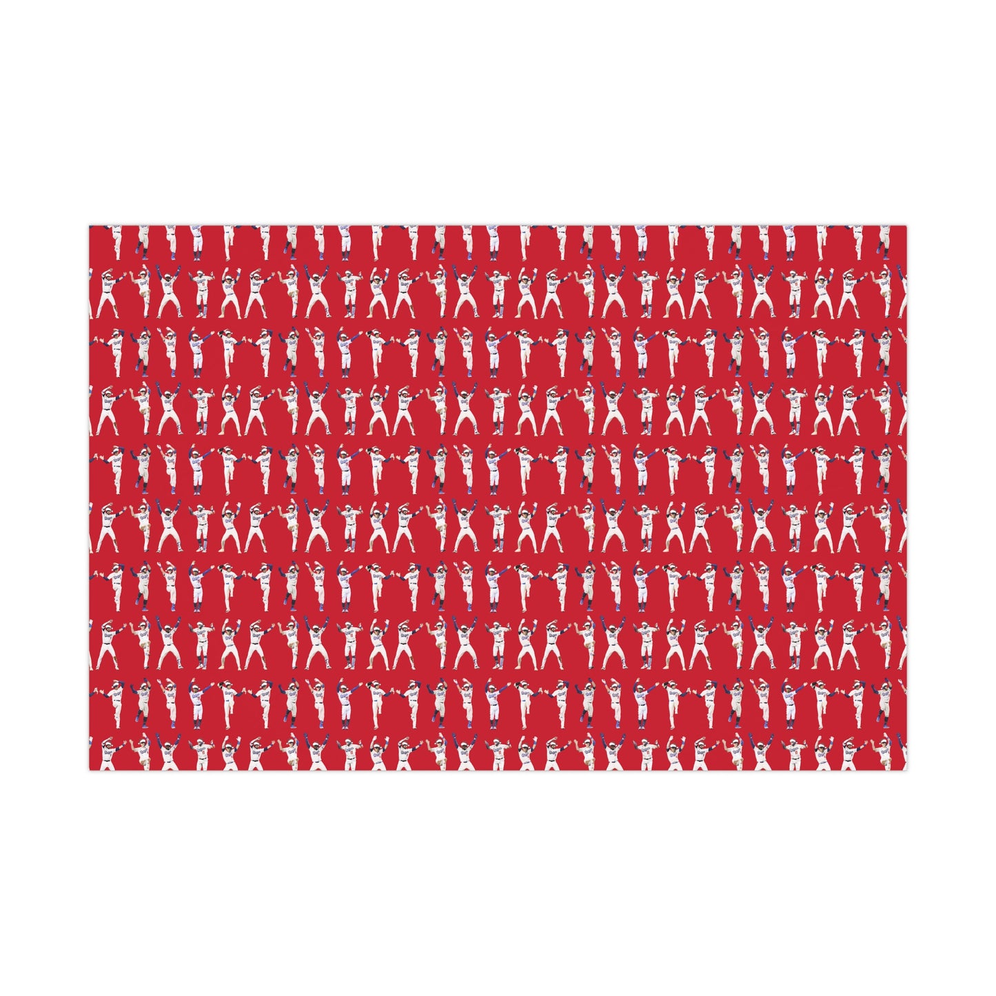 Boys in Blue Holiday Wrapping Paper, Baseball Wrapping Paper - Celebration Dance Edition, Red