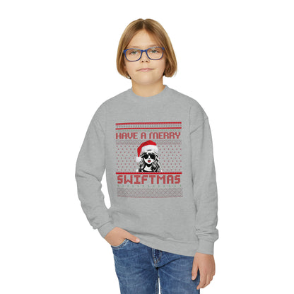 Youth Taylor Swift, Merry Swiftmas Fair Isle Ugly Christmas Sweater Sweatshirt - Taylor Swift Holiday Apparel, Youth Swiftie Shirt