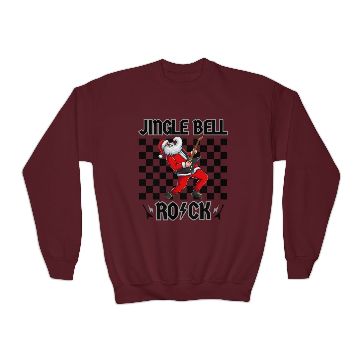 Youth Jingle Bell Rock Youth Crew Neck Sweatshirt, Rock and Roll Christmas, Kids Christmas, Kids Christmas, Teen Christmas Sweatshirt