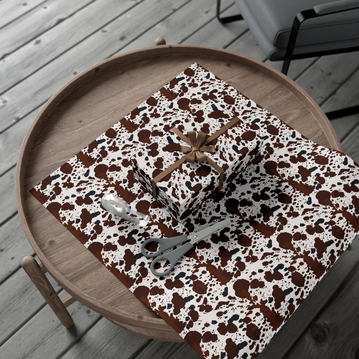 Cowboy Chic Wrapping Paper - Cowhide Design for Western-Style Gifts