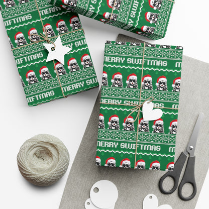 Green Taylor Swift "Merry Swiftmas" Christmas Wrapping Paper, Swiftie Holiday Gift Wrap, Taylor Swift Gift, Fair Isle Sweater