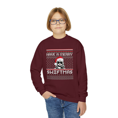 Youth Taylor Swift, Merry Swiftmas Fair Isle Ugly Christmas Sweater Sweatshirt - Taylor Swift Holiday Apparel, Youth Swiftie Shirt