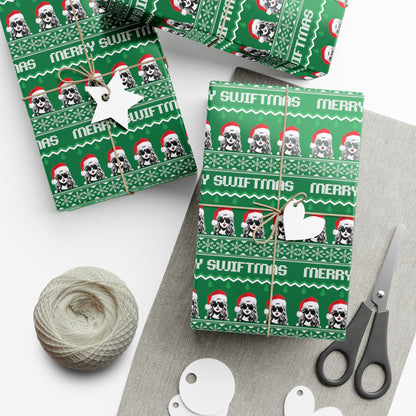 Green Taylor Swift "Merry Swiftmas" Christmas Wrapping Paper, Swiftie Holiday Gift Wrap, Taylor Swift Gift, Fair Isle Sweater