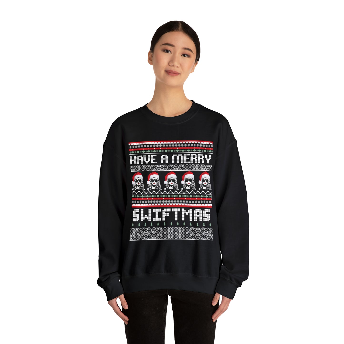 Adult Merry Swiftmas Fair Isle Ugly Christmas Sweater Sweatshirt - Taylor Swift Inspired Holiday Apparel