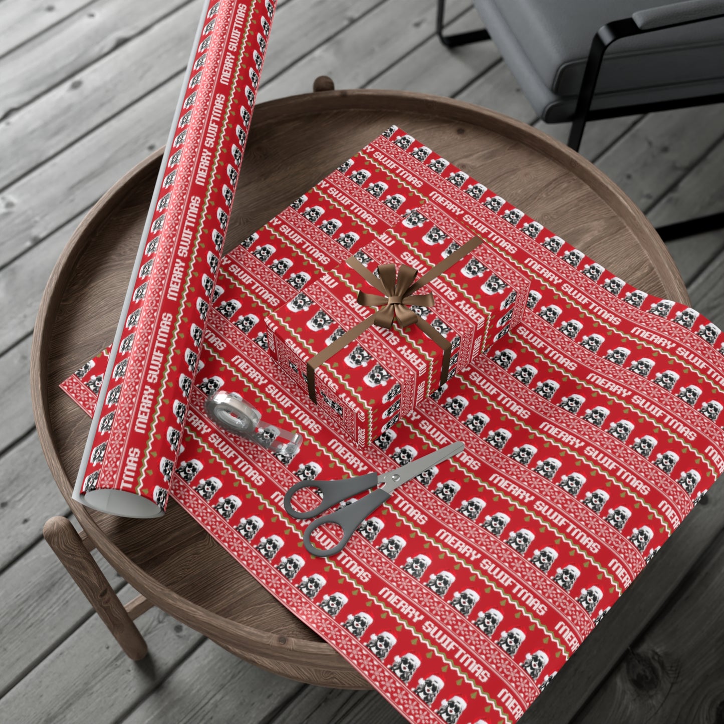 Red Taylor Swift "Merry Swiftmas" Christmas Wrapping Paper, Swiftie Holiday Gift Wrap, Taylor Swift Gift, Fair Isle Sweater