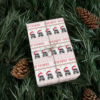 White Taylor Swift "Merry Swiftmas" Christmas Wrapping Paper, Swiftie Holiday Gift Wrap, Taylor Swift Gift, Fair Isle Sweater