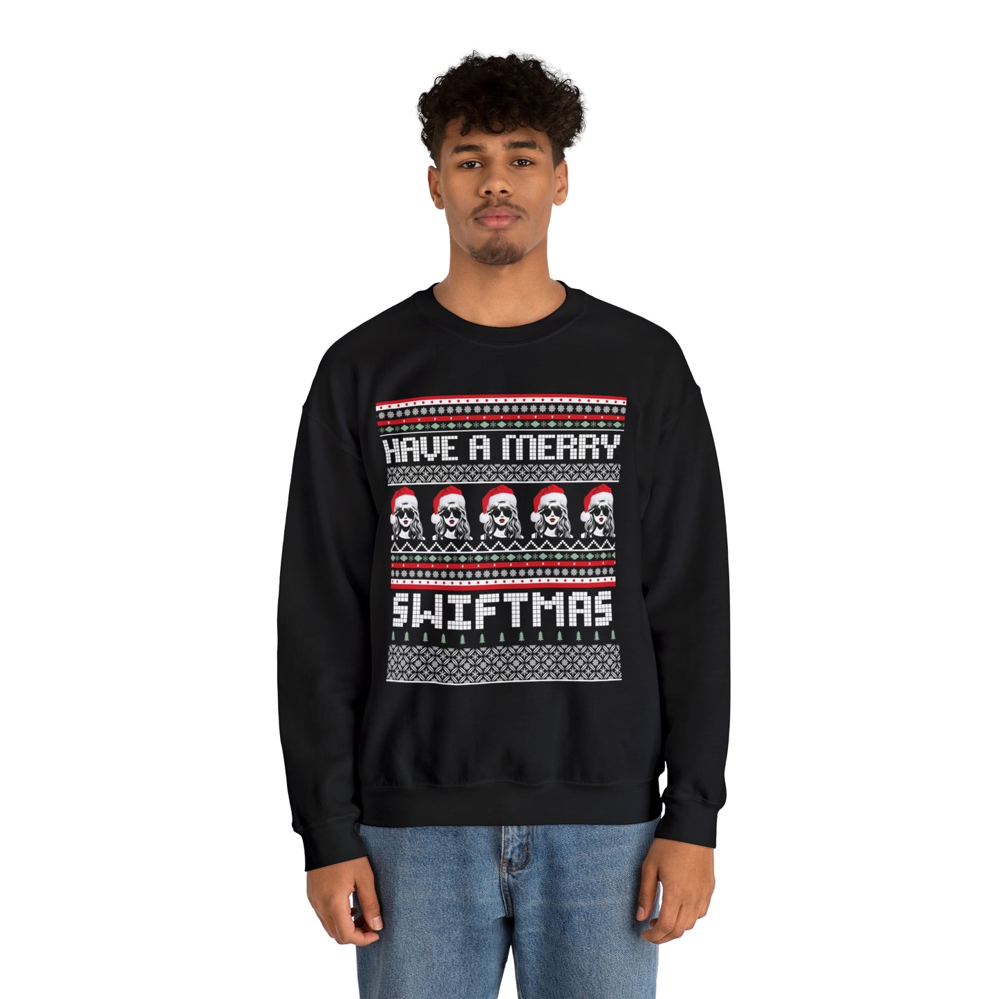 Adult Merry Swiftmas Fair Isle Ugly Christmas Sweater Sweatshirt - Taylor Swift Inspired Holiday Apparel