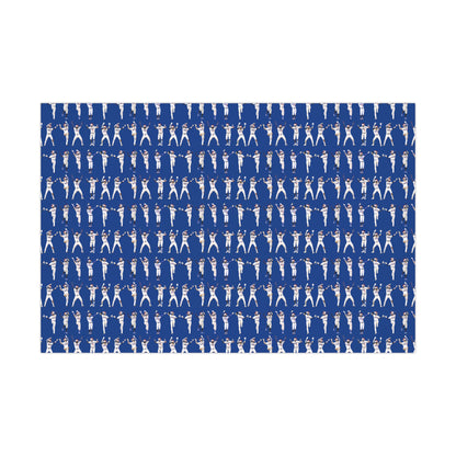 Boys in Blue Holiday Wrapping Paper, Baseball Wrapping Paper - Celebration Dance Edition, Dodger Blue