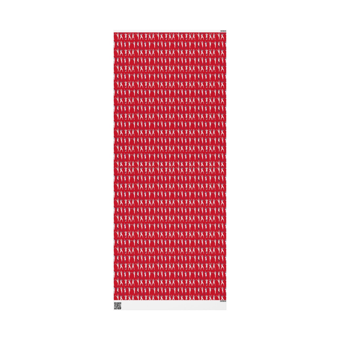 Boys in Blue Holiday Wrapping Paper, Baseball Wrapping Paper - Celebration Dance Edition, RED