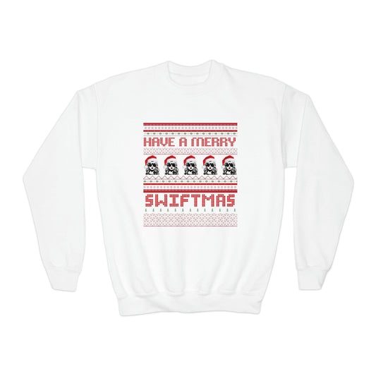 Youth Merry Swiftmas Fair Isle Ugly Christmas Sweater Sweatshirt - Taylor Swift Holiday Apparel, Youth Swiftie Shirt