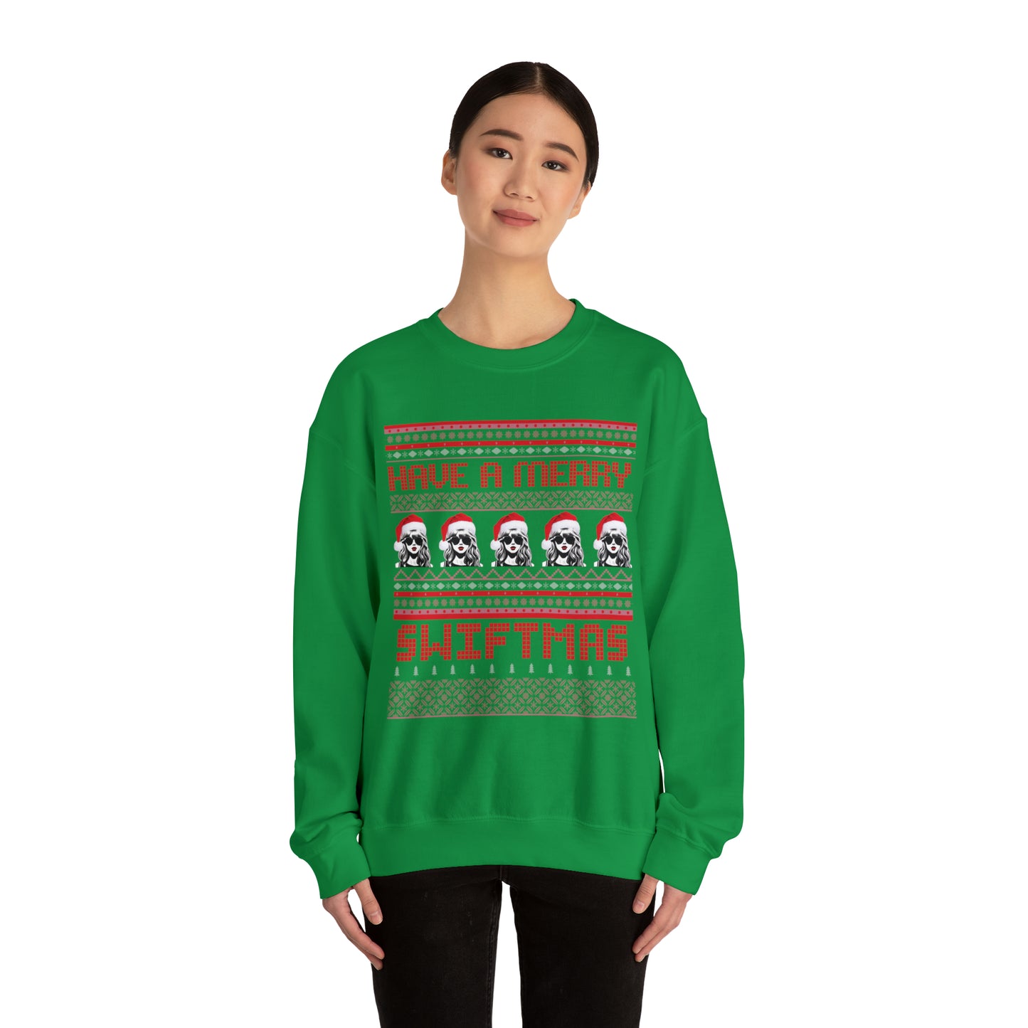 Adult Merry Swiftmas Fair Isle Ugly Christmas Sweater Sweatshirt - Taylor Swift Inspired Holiday Apparel