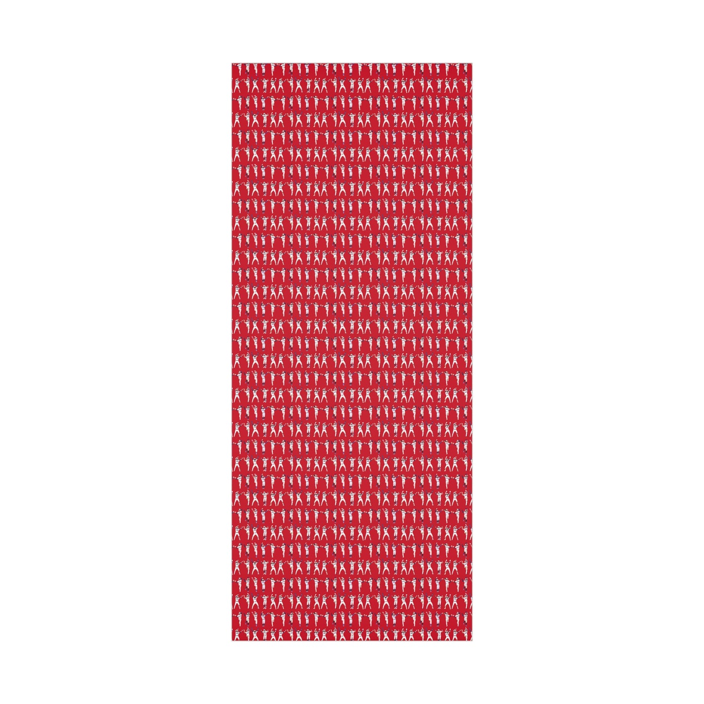 Boys in Blue Holiday Wrapping Paper, Baseball Wrapping Paper - Celebration Dance Edition, Red