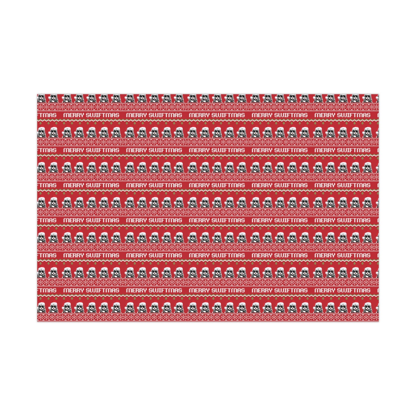 Red Taylor Swift "Merry Swiftmas" Christmas Wrapping Paper, Swiftie Holiday Gift Wrap, Taylor Swift Gift, Fair Isle Sweater