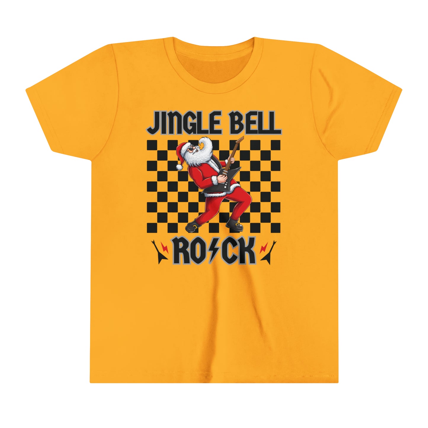 Youth Jingle Bell Rock, Youth Rock and Roll Christmas, Kids Christmas Shirt, Kids Christmas Shirt, Teen Christmas Shirt, Santa Playing Guitar