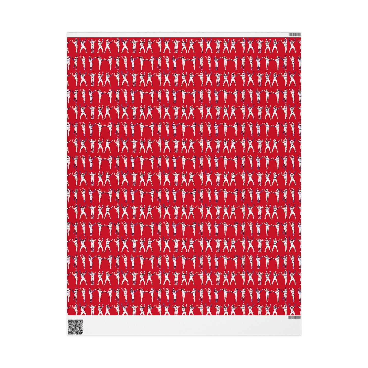 Boys in Blue Holiday Wrapping Paper, Baseball Wrapping Paper - Celebration Dance Edition, RED