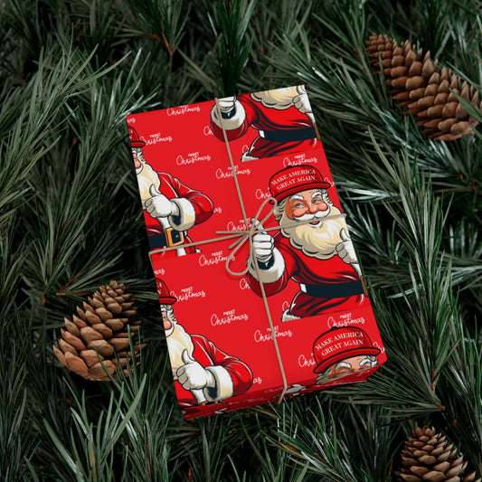 MAGA Santa Claus Merry Christmas Wrapping Paper - Festive Merry Christmas Gift Wrap